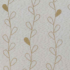 Dekostoff Retrobl�tter Ranken Gold Metallic Glitzer, cremewei�