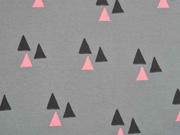 Bio-Jerseystoff Dreiecke Triangles grau lachsrosa Bloome Copenhagen
