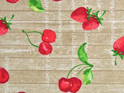 RESTST�CK 75 cm Dekostoff Holzoptik Kirschen Erdbeeren, beige