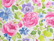 Dekostoff gro�e Blumen, rosa blau wei�