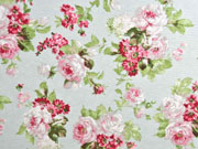 Dekostoff Rosen Rosenbouqet, rosa hellgr�n hellblau