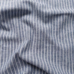 Halbleinen Leinen Baumwolle Webware Streifen, wei� dunkel jeansblau