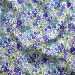Baumwollstoff kleine Blumen Silky Cotton, lilablau hellgr�n wei�