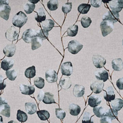 Dekostoff Eukalyptus Bl�tter Zweige Leinen Optik, dunkelgr�n mint natur