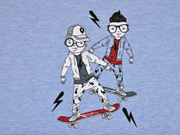 Sweatstoff French Terry Panel Skateboarder Stenzo, hellblau