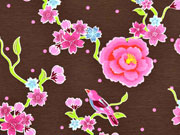 RESTST�CK 100 cm Jersey Stenzo Blumen mit V�geln, braun