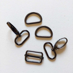 Taschenzubeh�r Set D-Ringe Karabiner Schieber 25 mm, gun metal