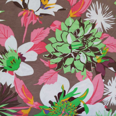 RESTST�CK 96 cm Viskose Twillstoff Blumen Blusenstoff, rosa hellgr�n hellbraun