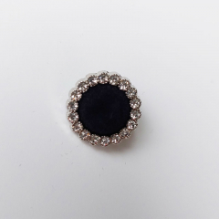 Samtknopf aus Metall mit Strasssteinchen Knopfgr��e 28/17,92 mm, schwarz