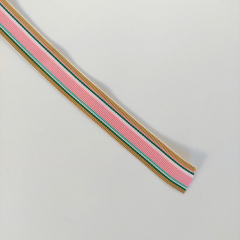 Ripsband Streifen 16 mm, beige gr�n rosa