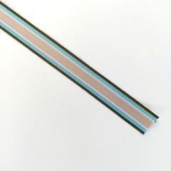 Ripsband Streifen 16 mm, gr�n t�rkis wei� taupe