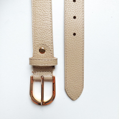 Lederg�rtel uni Gr. 90 (109 cm) goldene Schnalle, beige
