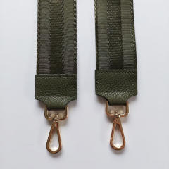 Taschengurt Streifen 3d uni - armygr�n-armygr�nes Leder - goldene Schnallen
