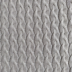 Strickstoff Zopfmuster Meterware, hellgrau