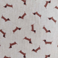 Dekostoff Hunde Dackel Leinen Optik, braun natur