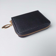 Portemonnaie kleine Geldb�rse Lederimitat gepr�gte Optik Ziparound - schwarz gold