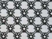 Baumwollstoff Gittermuster Stretch, grau schwarz