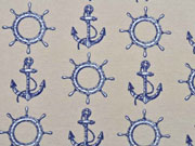 Dekostoff Anker Steuerr�der Baumwollstoff, marineblau hellbeige