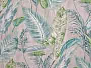 Dekostoff Half Panama tropische Bl�tter, gr�n beige
