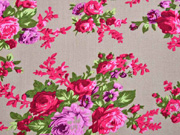 Viskose Leinenstoff Rosen, rosa taupe
