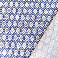 Musselin Stoff Double Gauze Baumwollstoff zweilagig Rauten, dunkelblau wei�