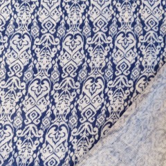 Musselin Stoff Double Gauze Baumwollstoff zweilagig Ornamente, dunkelblau wei�