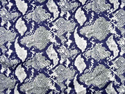 RESTST�CK 50 cm Blusenstoff Satin Schlangenmuster elastisch, grau cremewei� dunkelblau