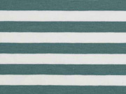 RESTST�CK 60 cm Jerseystoff Streifen 1 cm garngef�rbt, dunkelmint wei�