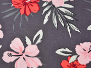 RESTST�CK 95 cm Viskose Leinen Webware Hibiskusbl�ten Palmbl�tter, dunkelbraun
