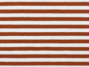 RESTST�CK 25 cm Jerseystoff Streifen 5 mm, terracotta wei�