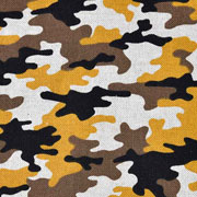 Dekostoff Camouflage Leinenlook, ockergelb braun schwarz