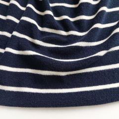 Sweat Frotteestoff Streifen, cremewei� dunkelblau