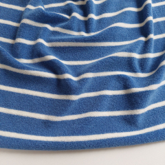 Sweat Frotteestoff Streifen, cremewei� mittelblau