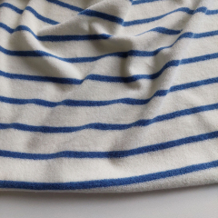 Sweat Frotteestoff Streifen, mittelblau cremewei�