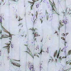 Plissee Stoff Blumen Bl�tterChiffon, flieder lila gr�n weiss