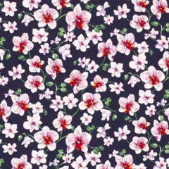 Viskose Stoff Popelin Bl�mchen Blusenstoff, rosa pink dunkelblau