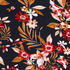 RESTST�CK 83 cm Viskosejersey Stoff Blumen Zweige, dunkelblau