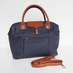 Shopper Damen Handtasche Canvas Look - cognac braun dunkelblau