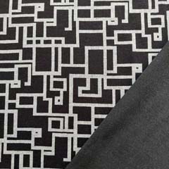 Jerseystoff grafisches Muster, hellgrau schwarz