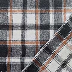 Jackenstoff Webware Karomuster angeraut, wei� braun schwarz