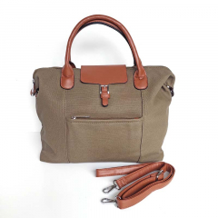 Shopper Damen Handtasche Canvas Look - cognac braun khakigr�n