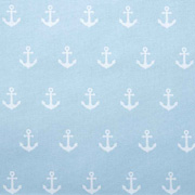 Baumwollstoff Anker, weiss hellblau