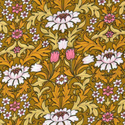 Viskose Stoff Blumen Tulpen Bl�tter, altrosa wei� ockergelb