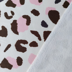Frottee Stoff Leo-Muster rosa-braun Handtuchfrottee f�r Strandt�cher & Badem�ntel