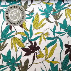 Silky Cotton Baumwollstoff Bl�tter Foglie d’Estate - braun mint cremewei� - Made in Italy