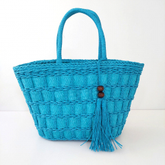 Korbtasche Strohtasche, t�rkis