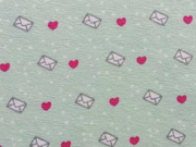 RESTST�CK 175 cm Jersey Herzen Briefumschl�ge Love Letters, hellgr�n