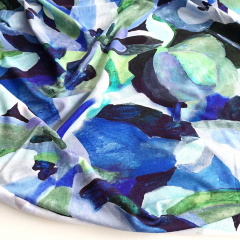 Viskose Jerseystoff abstraktes Muster Aquarell Stil, dunkelblau gr�n hellblau