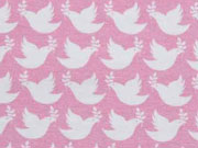 EINZELST�CK 1,96 m Jersey Friedenstauben Lycklig Design, wei� rosa
