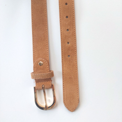 Wildlederg�rtel uni Gr. 90 (109 cm) goldene Schnalle - camel - Made in Italy